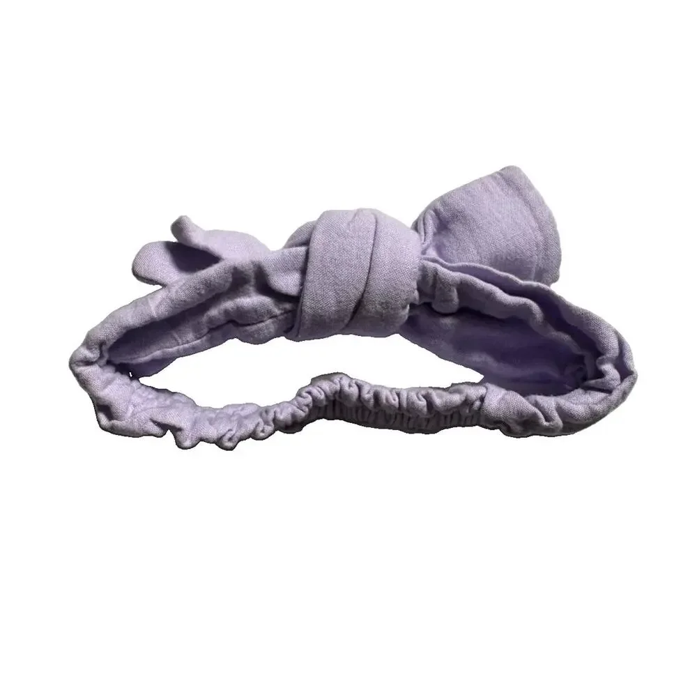 Kate Quinn Baby Girl Lavender Bow Headband Size L 100% Organic Cotton